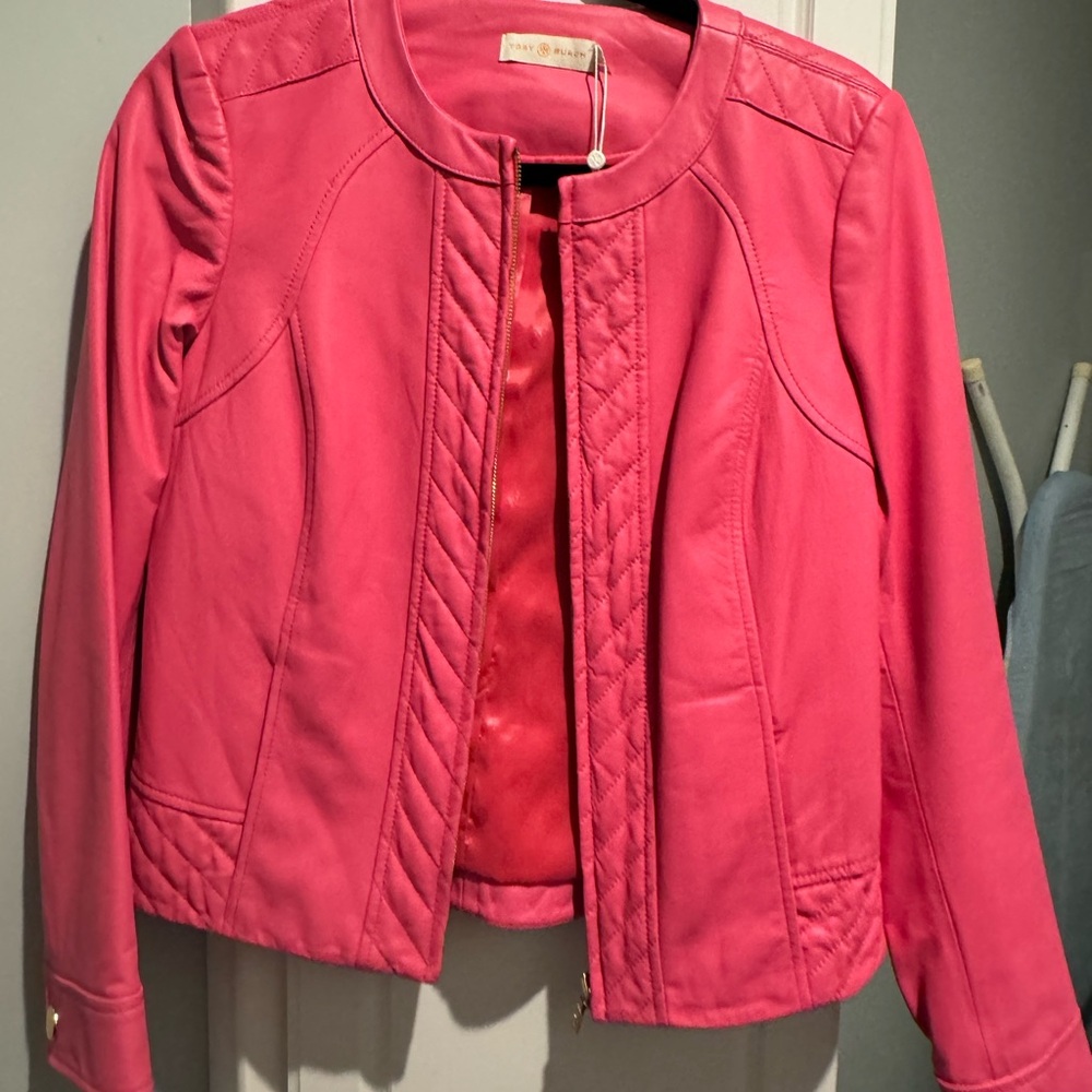 Tory Burch- Daphne leather jacket- Bloom